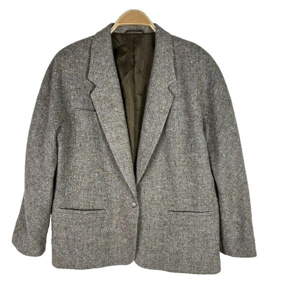 Mondi Wool Tweed Blazer Jacket Size 40 US‎ L Neutral Double Breasted - Picture 1 of 9